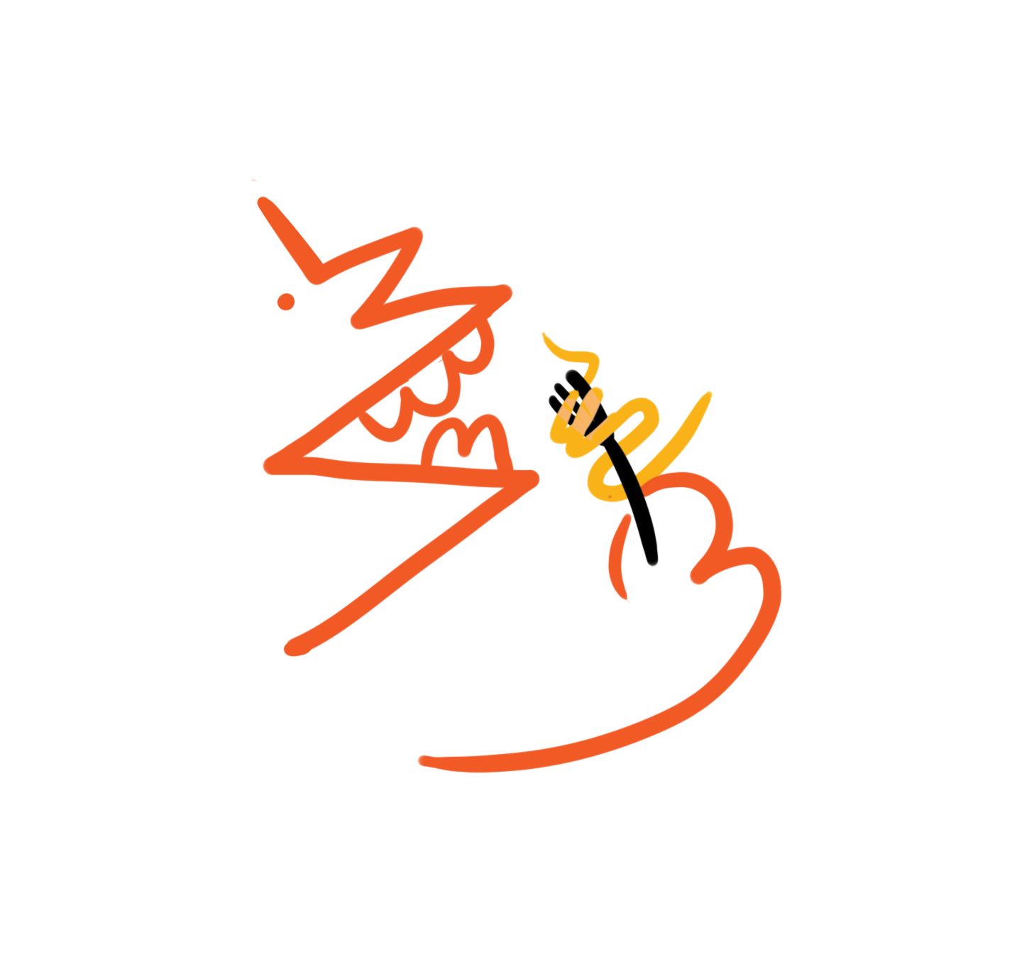 animation outline of person eating
